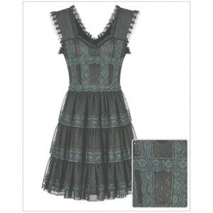 Whimsigoth Swiss Dot Mesh Lace Tiered Mini Dress Romantic Gothic NOTE Size 1